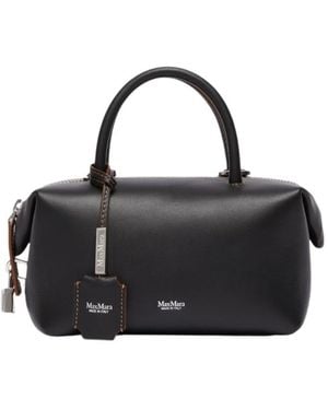 Max Mara Small Natural Leather Bowler Bag - Black