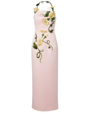 Leo Ava Floral-Appliqué Corset Gown - Pink