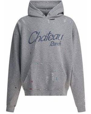 GALLERY DEPT. Distressed Horseshoe-Print Hoodie - Gray