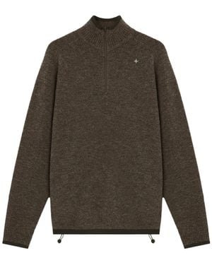 Stone Island Loose-Fit Half-Zip Jumper With Drawcord Hem - Green