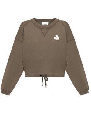 Isabel Marant Isabel Marant Étoile Logo Printed Drawstring Sweatshirt - Brown
