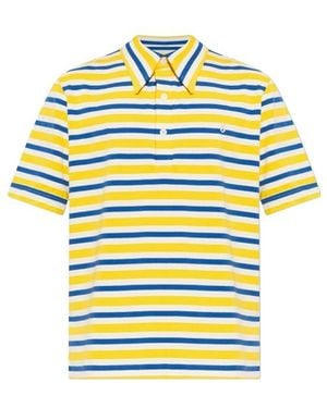 MM6 by Maison Margiela Logo Embroidered Striped Polo Shirt - Yellow