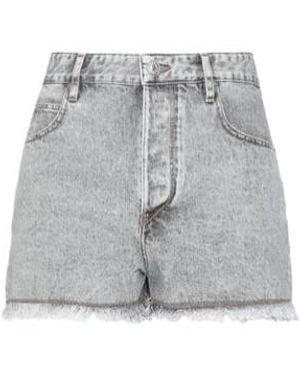 Isabel Marant Straight-Leg Shorts With Frayed Raw Hem - Gray