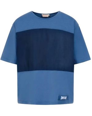 Marni Colour-Blocked Logo T-Shirt - Blue