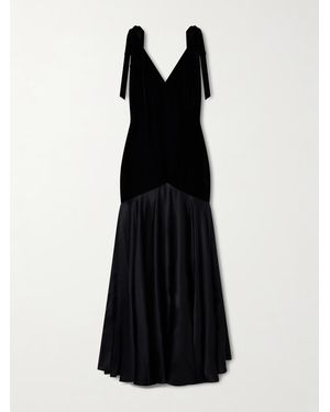 Rodarte Bow-Detailed Velvet And Silk-Satin Gown - Black