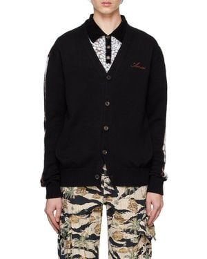 Amiri Leopard Bones Knitted Cardigan - Black