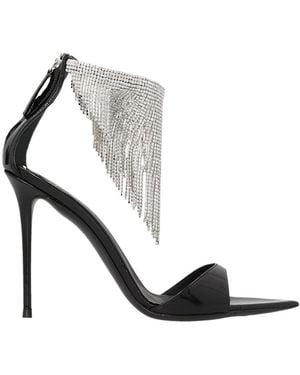 Giuseppe Zanotti Crystal Fringe Sandals - White