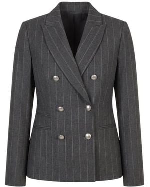 Peserico Double-Breasted Striped Blazer - Black