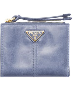 Prada Small Leather Wallet - Blue