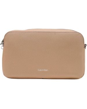 Calvin Klein Zippered Shoulder Bag - Natural