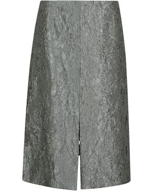 Dries Van Noten Front-Slit Creased Mini Skirt - Grey
