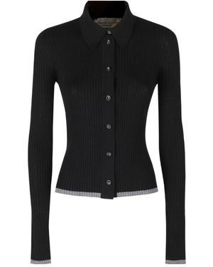 Roberto Collina Contrast Trim Ribbed Knitted Top - Black