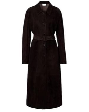 The Row Kendra Suede Coat - Black