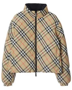 Burberry Reversible Checked Zipped Puffer Jacket - Metallic