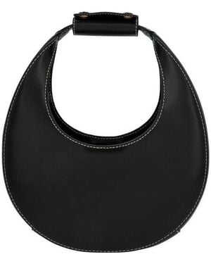 STAUD Logo Embossed Moon Mini Shoulder Bag - Black