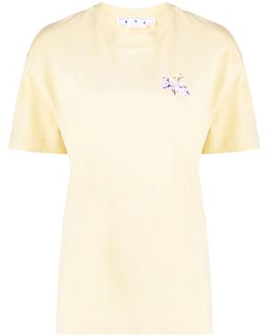 Off-White c/o Virgil Abloh Floral Logo-Print Short-Sleeve T-Shirt - Natural