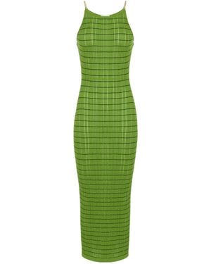 Elisabetta Franchi Striped Chain Knit Maxi Dress - Green