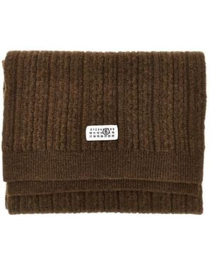 MM6 by Maison Margiela Numeric Patch Ribbed Scarf - Brown