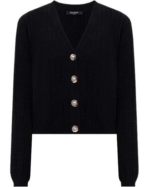 Balmain Long-Sleeved Knitted Cardigan - Black