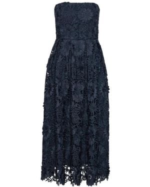 ROTATE BIRGER CHRISTENSEN 3D Lace Flared Midi Dress - Blue