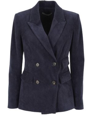 D.exterior Double-Breasted Suit Jacket - Blue
