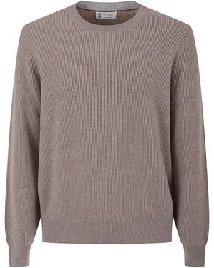 Brunello Cucinelli English Rib Sweater - Gray