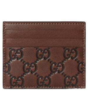 Gucci Gg Emblem Card Case - Brown