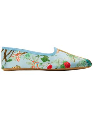 Gucci Printed Satin Flat Shoes - Green