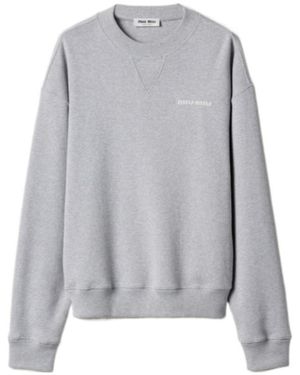 Miu Miu Long-Sleeved Crewneck Sweatshirt - Gray