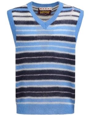 Marni Mohair Blend V-Neck Sleeveless Jumper - Blue
