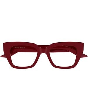 McQueen Eyewear Square Frame Glasses - Red