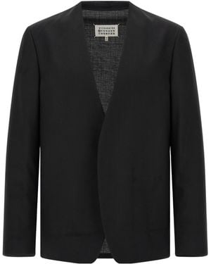 Maison Margiela Collarless Signature Four-Stitch Jacket - Black