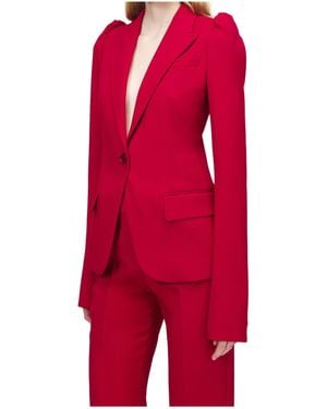 McQueen T-Bar Detailed Single Breasted Blazer - Red