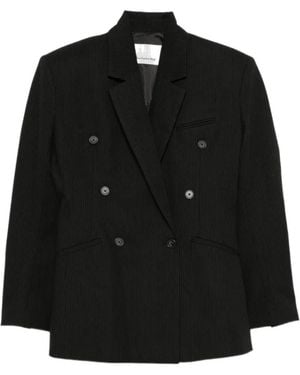 Frankie Shop Pinstriped Double-Breasted Blazer - Black