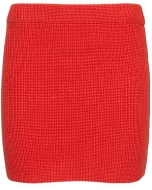 Simon Miller Ribby Wide Gauge Cotton Knit Mini Skirt - Red