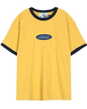 ANDERSSON BELL Logo Patch Crew Neck T-Shirt - Yellow