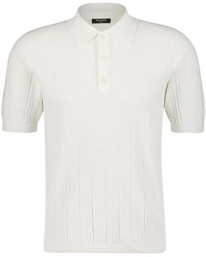 Balmain Monogram Knit Polo Shirt - White