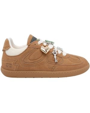 Ganni Logo Embellished Trainers - Brown
