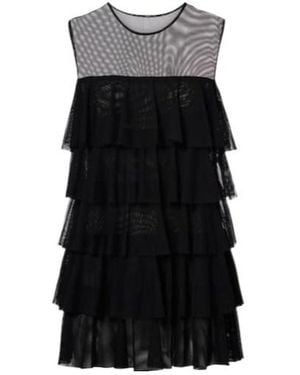 Norma Kamali Ruffled Semi-Sheer Gown - Black