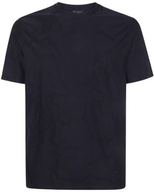 Emporio Armani All-Over Motif Jersey Jacquard T-Shirt - Blue