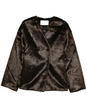 Frankie Shop Double-Breasted Patterned Jacket - Black