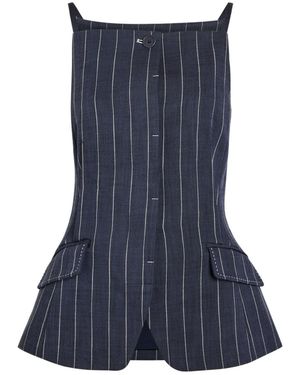 Jonathan Simkhai Edie Pinstriped Woven Top - Blue