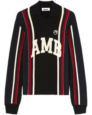 Ambush Logo Patch Long-Sleeved Knitted Polo Shirt - Black