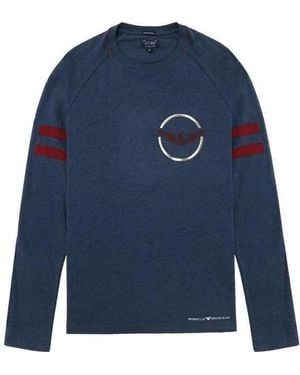 Armani Jeans T-Shirt With Round Neck And Long Sleeves - Blue