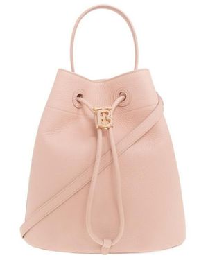 Burberry Logo Plaque Drawstring Bucket Bag - Pink