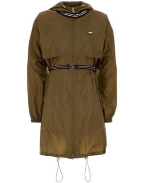 Prada Drawstring Belted Hooded Jacket - Green