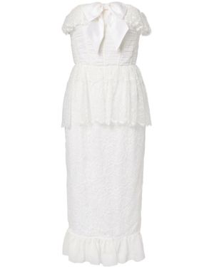 Alessandra Rich Lace And Silk Georgette Bustier Dress - White