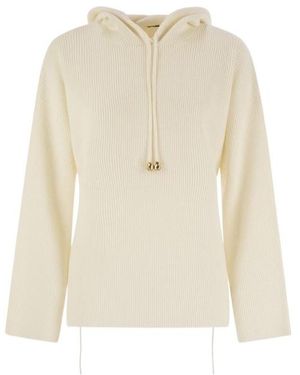 Fabiana Filippi Drawstring Knitted Hoodie - Natural