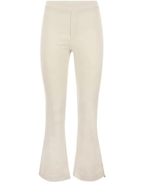 Herno Mid-Rise Cropped Flared Pants - Natural