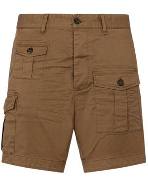 DSquared² Button-Fastening Cargo Shorts - Natural